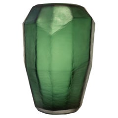 Handcrafted Translucid Green Color Glass Vase, Italy, 2024