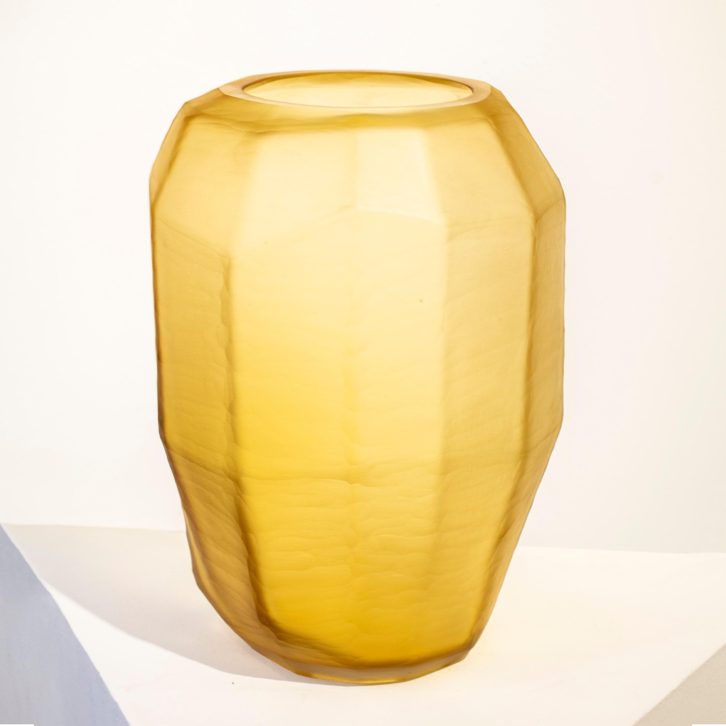 Handcrafted Translucid Yellow Color Glass Vase, Italy, 2024 1