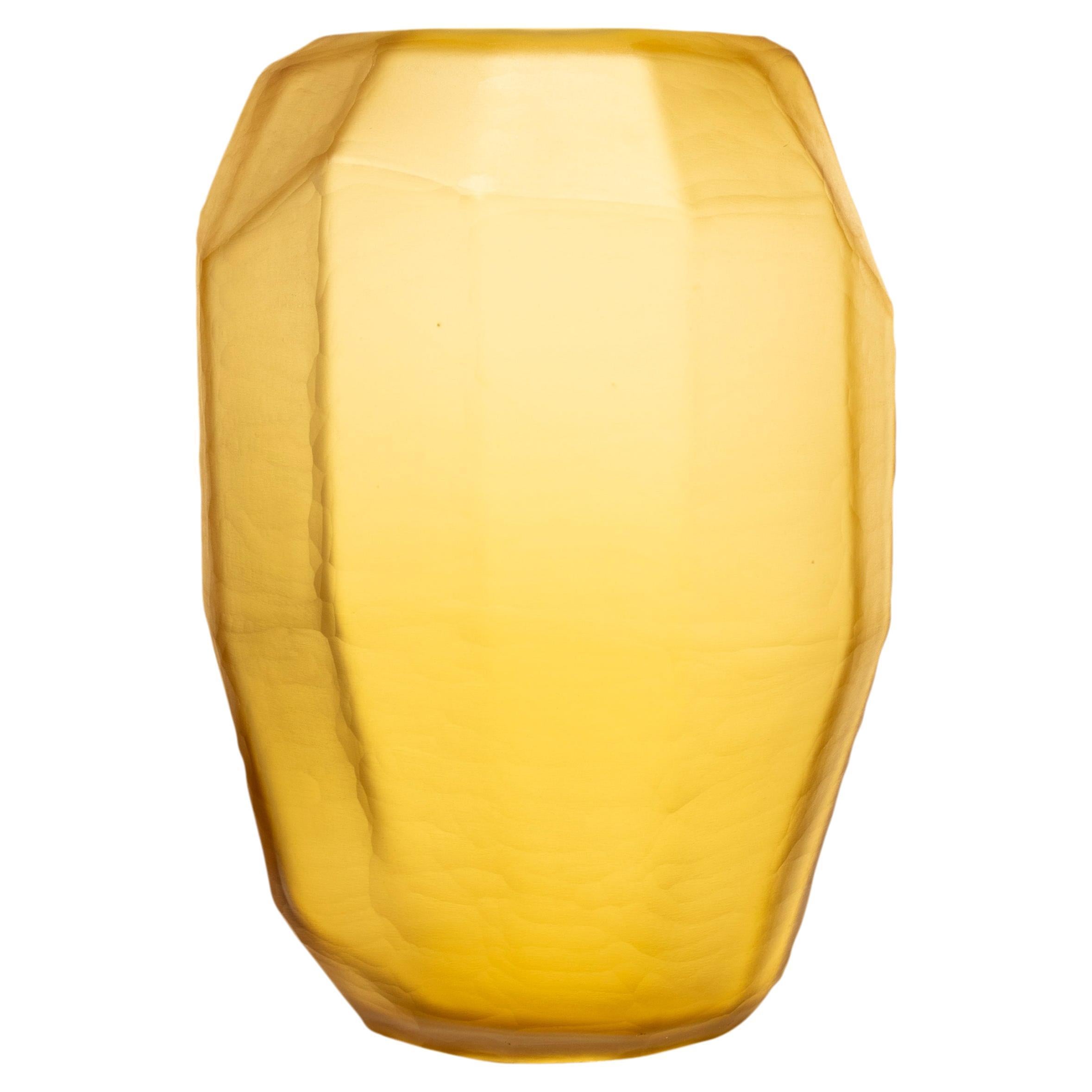 Handcrafted Translucid Yellow Color Glass Vase, Italy, 2024 For Sale