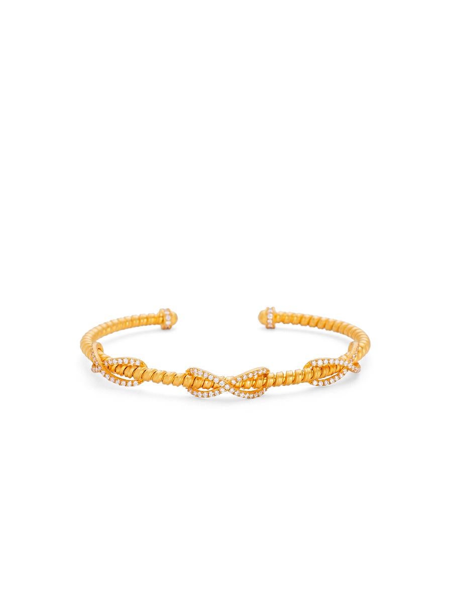 Handgefertigtes dreifaches Unendlichkeitszeichen 22K Goldarmband mit Diamanten
Gold Gewicht        : 21,20 Gramm
Gewicht der Diamanten : 1,05 Ct's