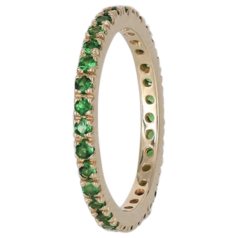 Handgefertigter Tsavorit Ring 14k Gold Edelstein Grün Eternity Verlobungsring .