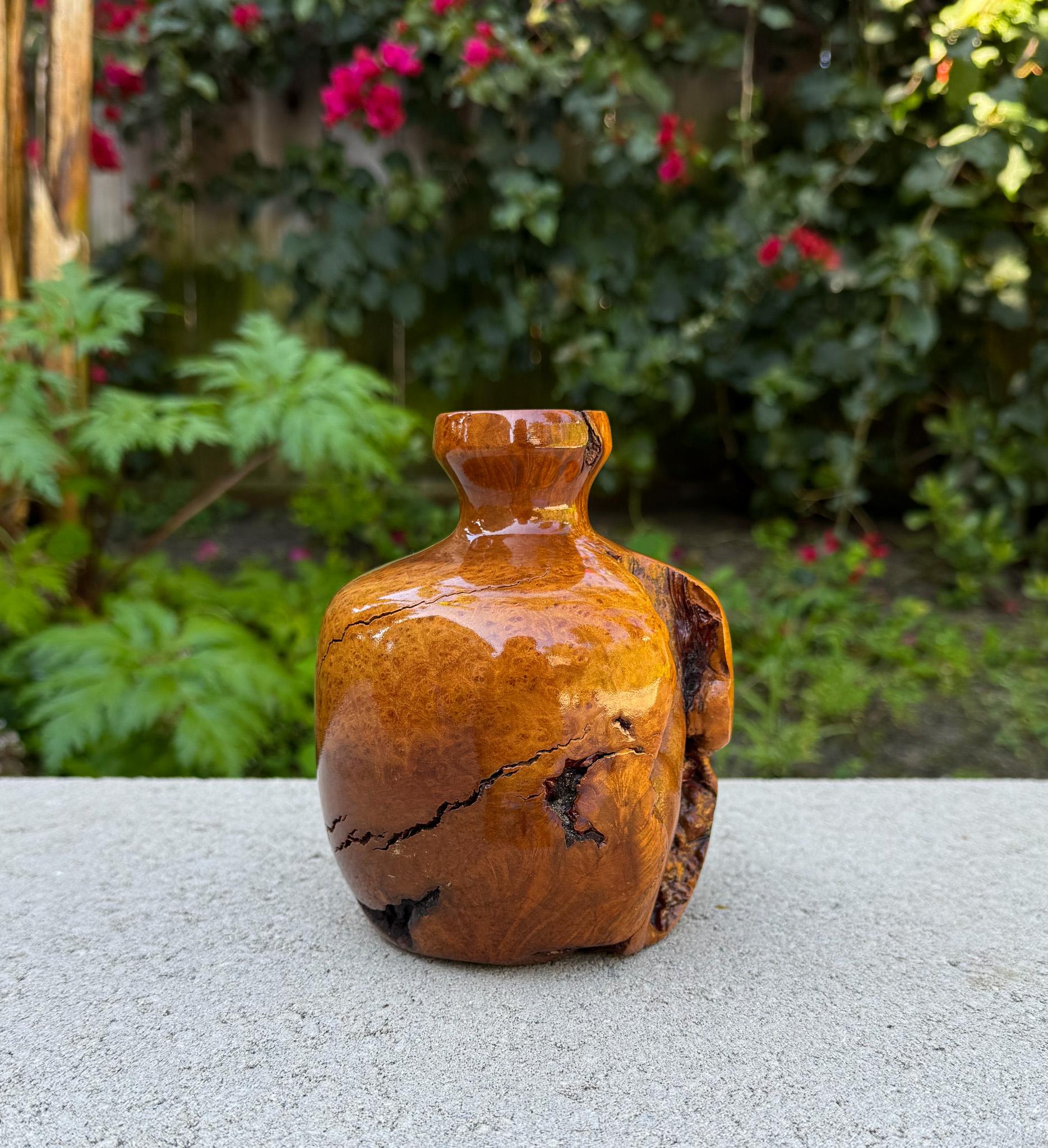 Vaso in legno di radica tornito lavorato a mano, 20° secolo in vendita 10