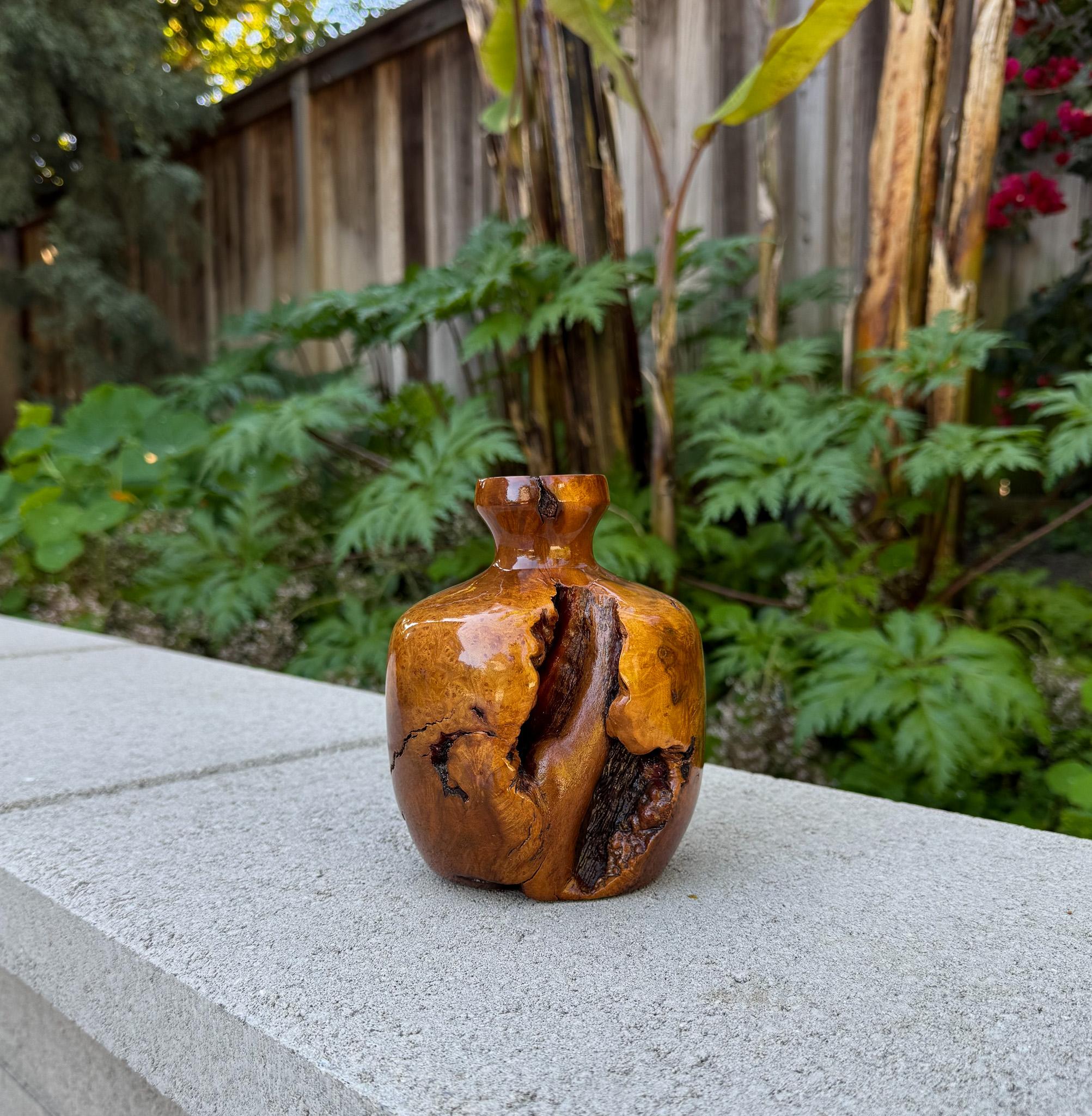 Vaso in legno di radica tornito lavorato a mano, 20° secolo In condizioni buone in vendita a San Juan Capistrano, CA
