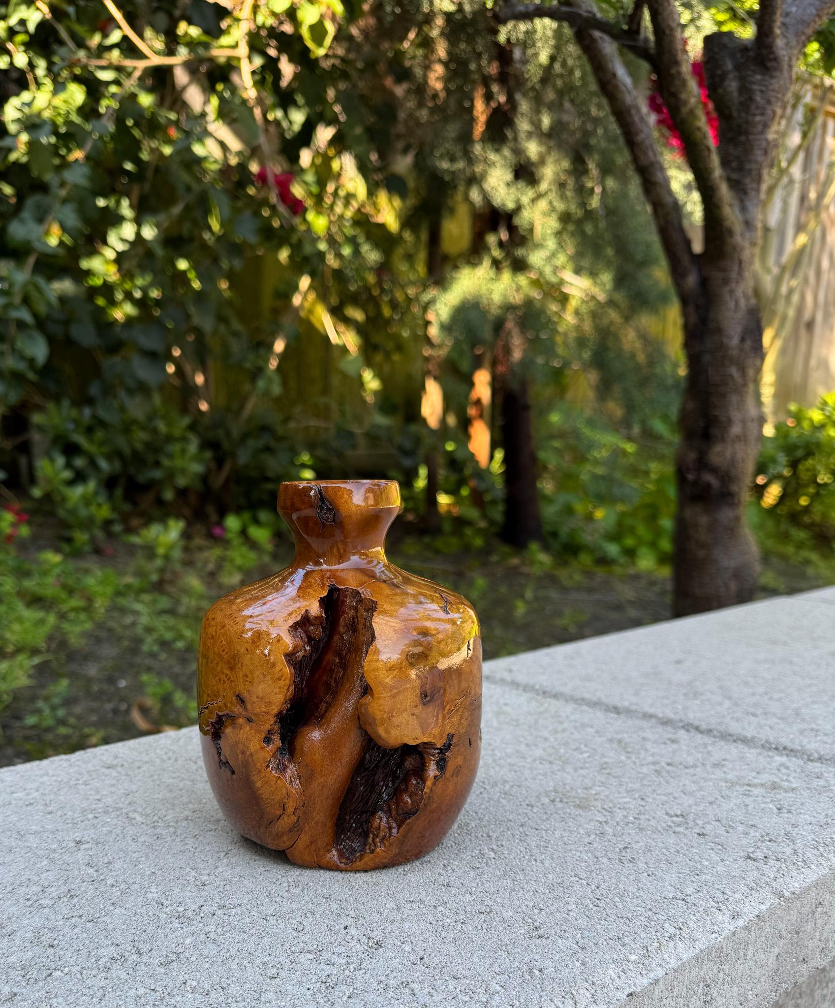 Vaso in legno di radica tornito lavorato a mano, 20° secolo in vendita 1