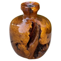 Handcrafted Turned Burl Wood Weed Vase, 20th Century
