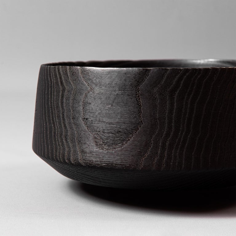 Modern Handcrafted Turned Japanese Yakisugi Bowl For Sale