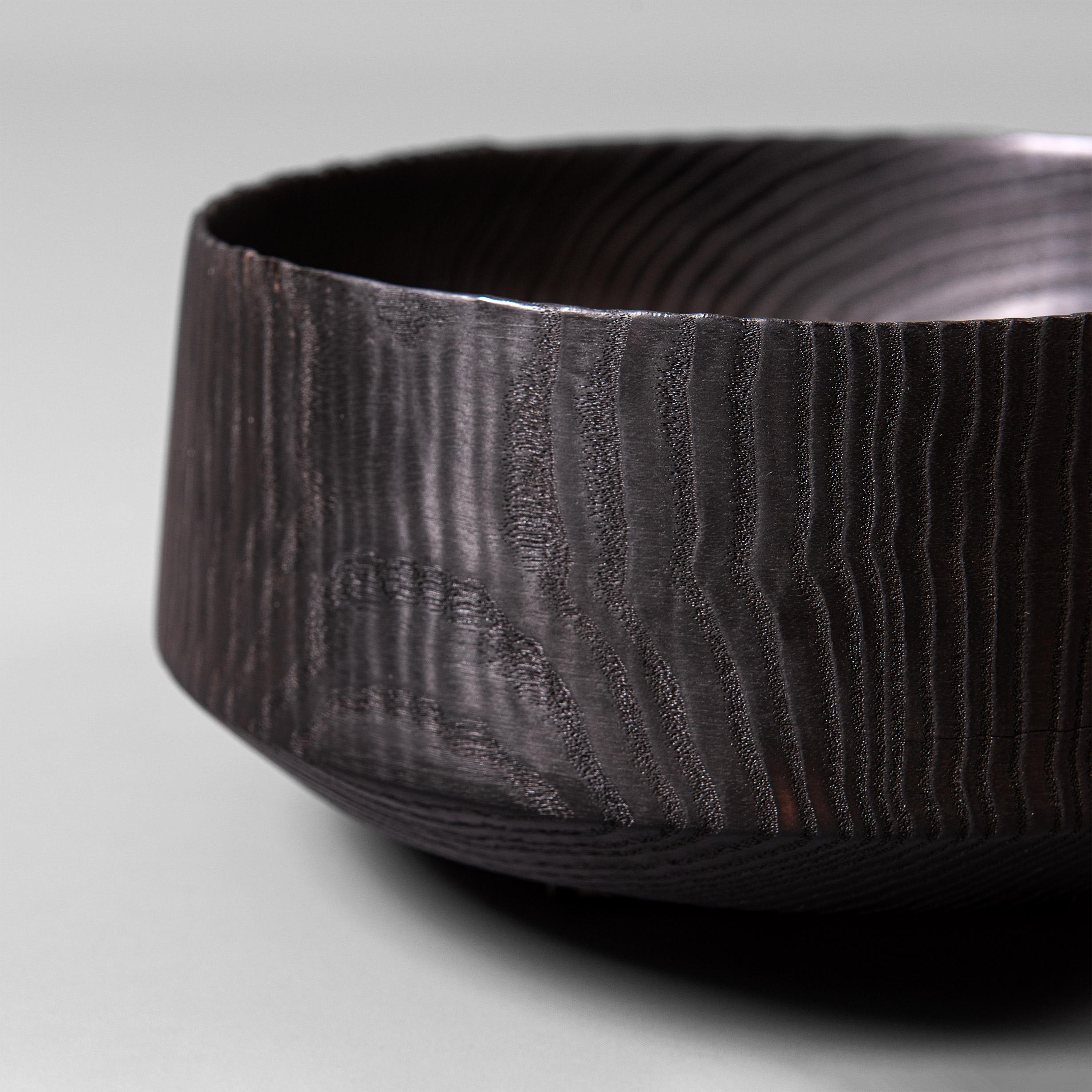 Modern Handcrafted Turned Japanese Yakisugi Bowl For Sale