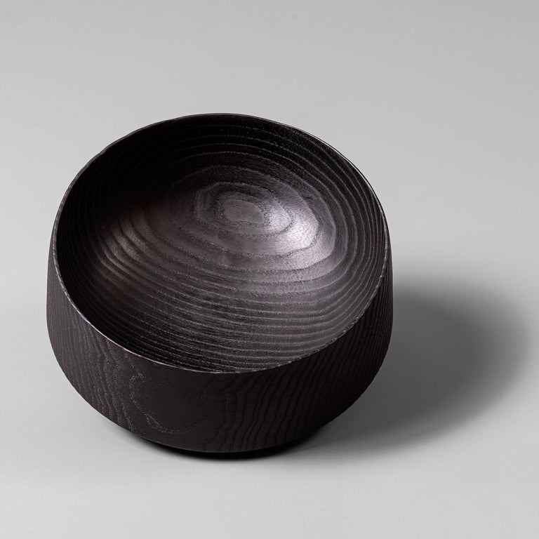 Hand-Crafted Handcrafted Turned Japanese Yakisugi Bowl For Sale