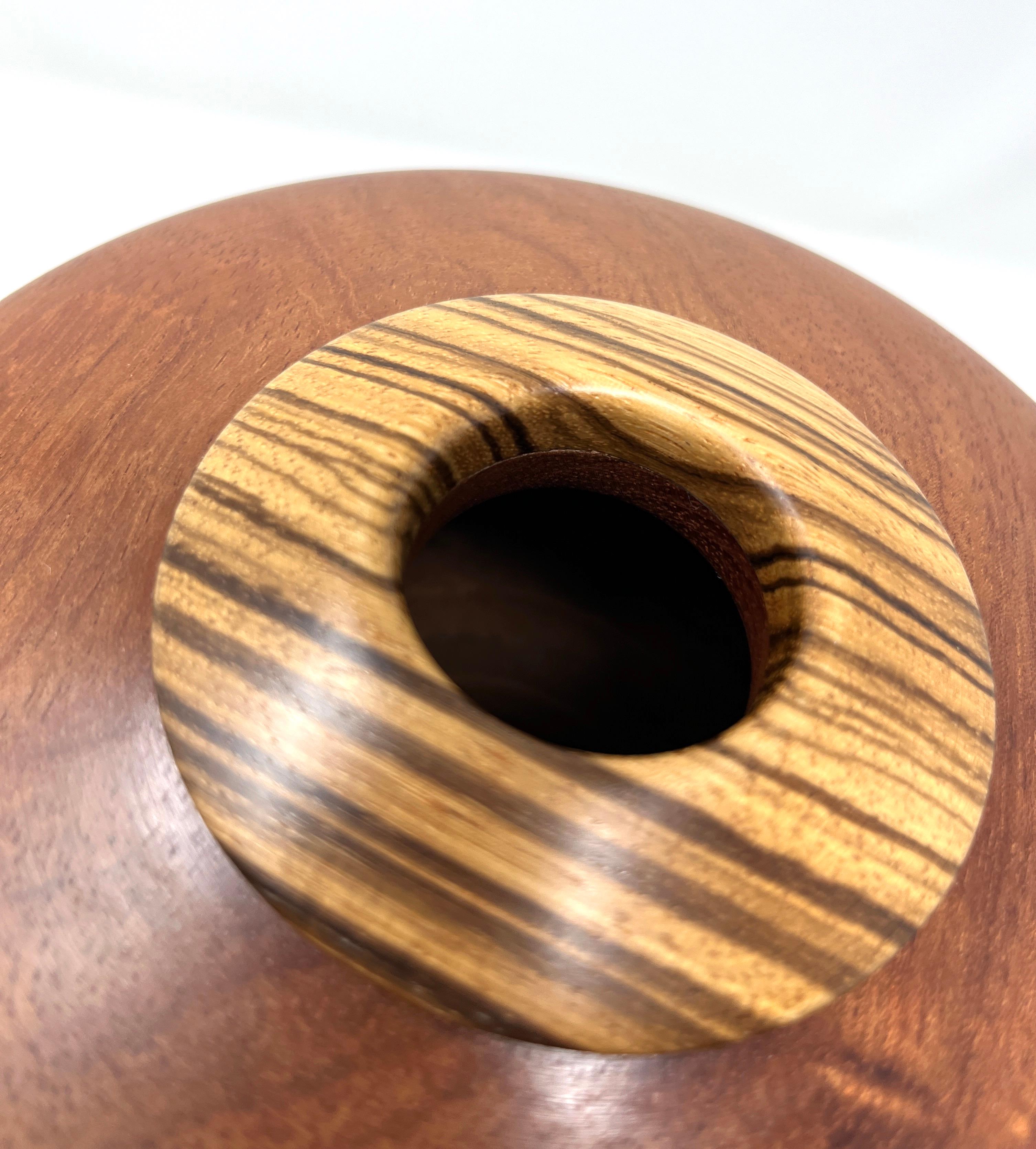 American Handcrafted Turned Wood Sculptural Vase By Lloyd Cheney, 2002