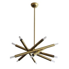 Handcrafted Twelve Light Chandelier 'Spiral-24' in Brass by Gallery L7