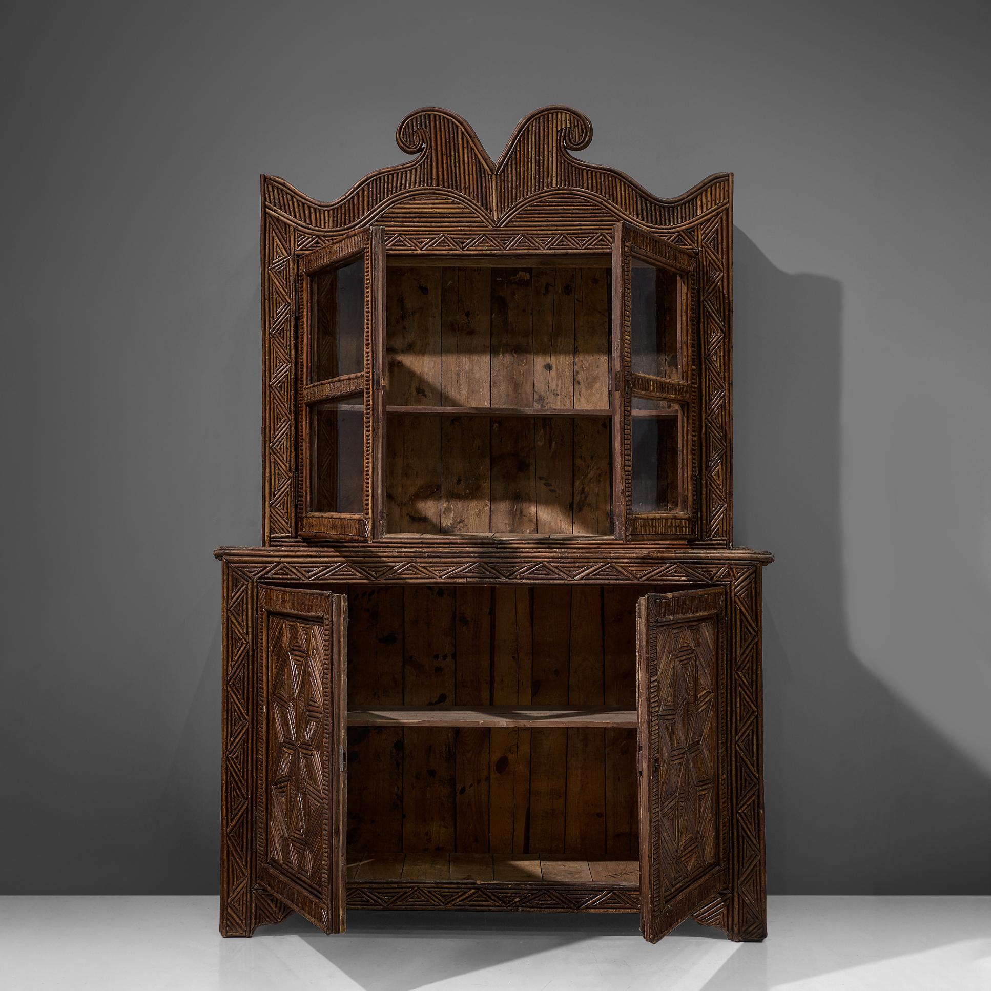 Handcrafted Twig Parquetry Cabinet 1