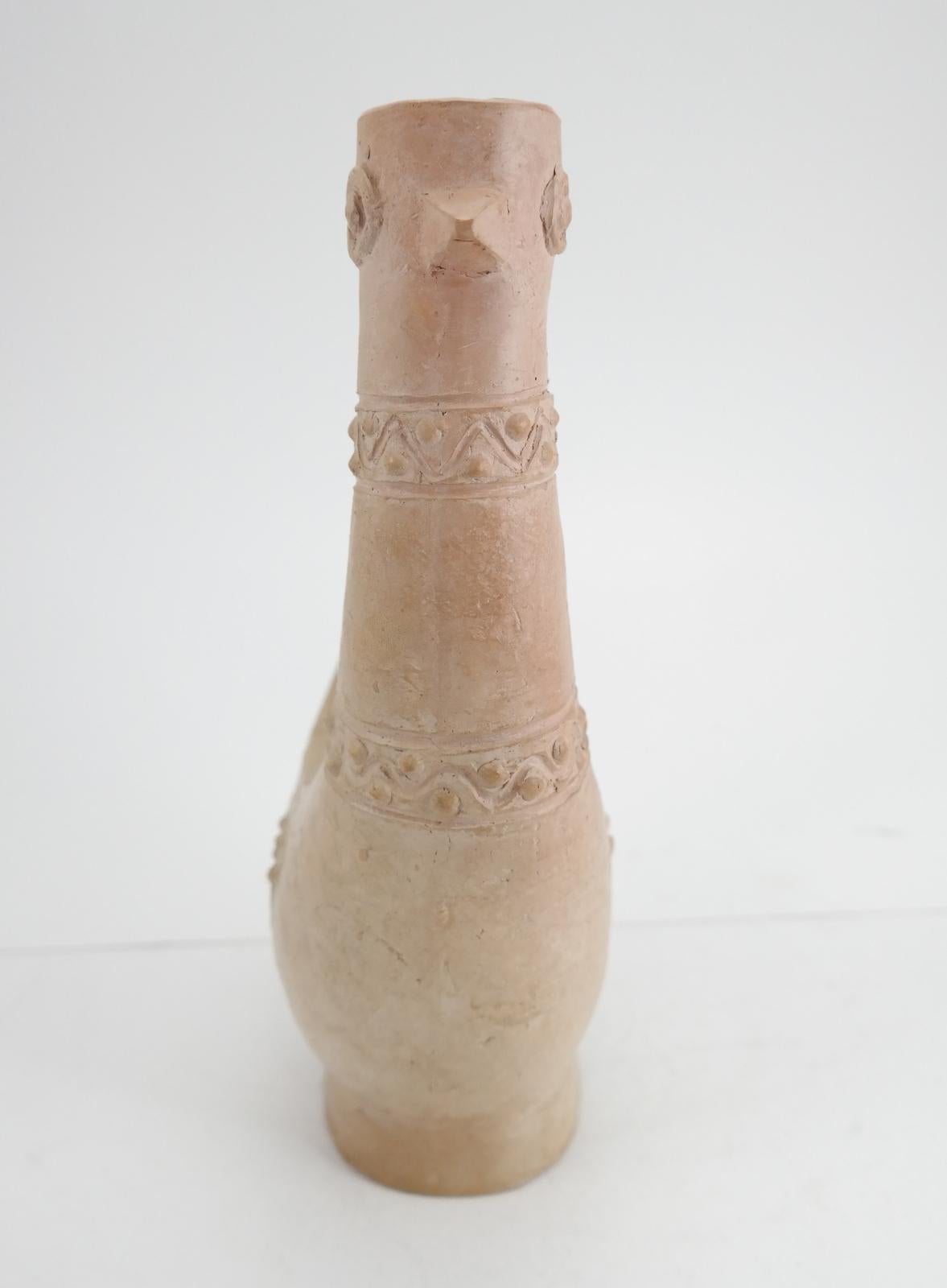Mid-20th Century Handcrafted Unglazed Ceramic Bird Shaped Vase, 1960s
