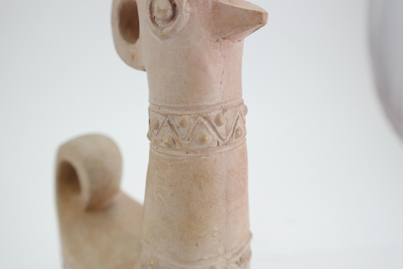 Handcrafted Unglazed Ceramic Bird Shaped Vase, 1960s 2