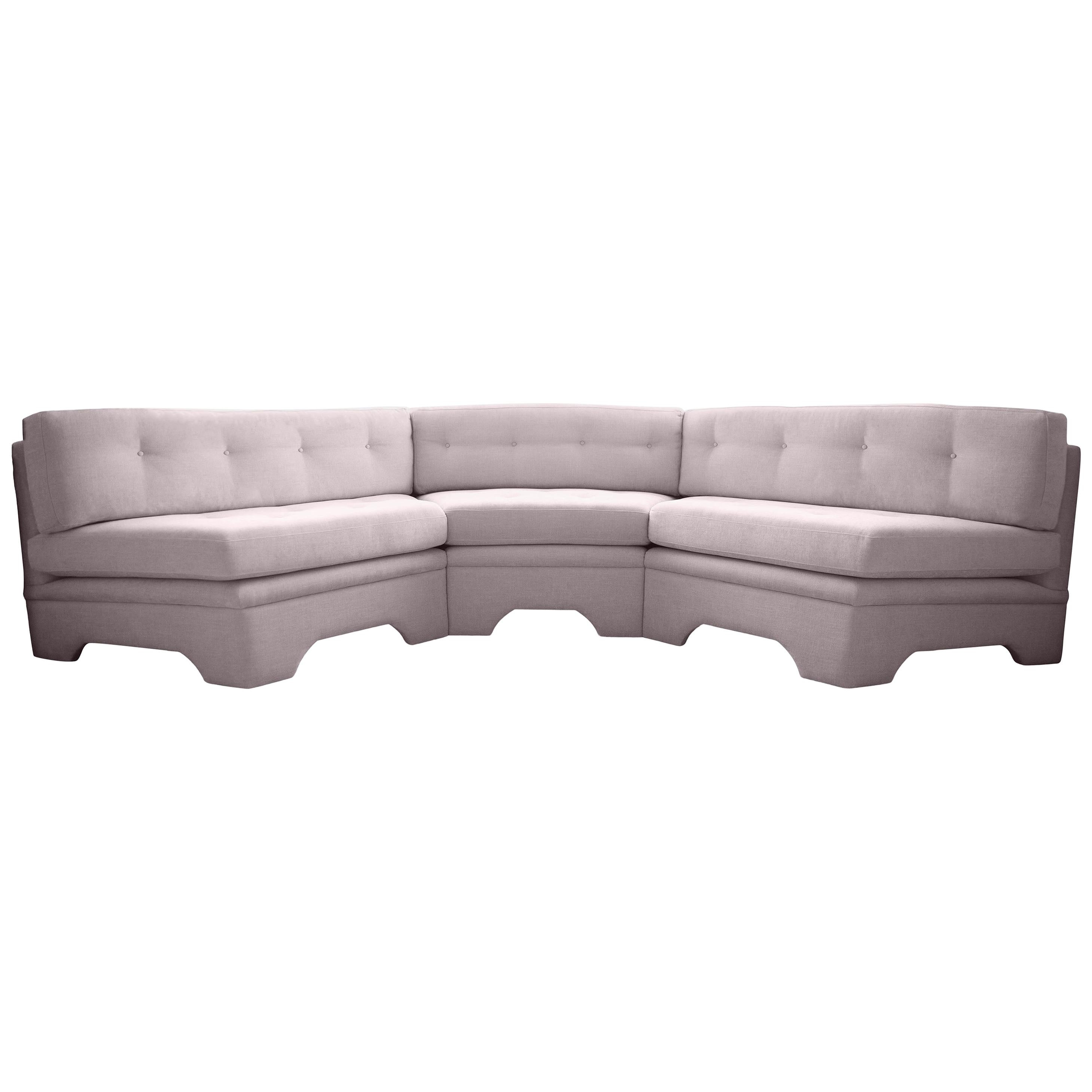 Handcrafted Upholstered Dining Banquette Curved Gathering Sectional Sofa For Sale