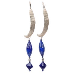 Dangle Ear Wires: Lapis Lazuli and Silver