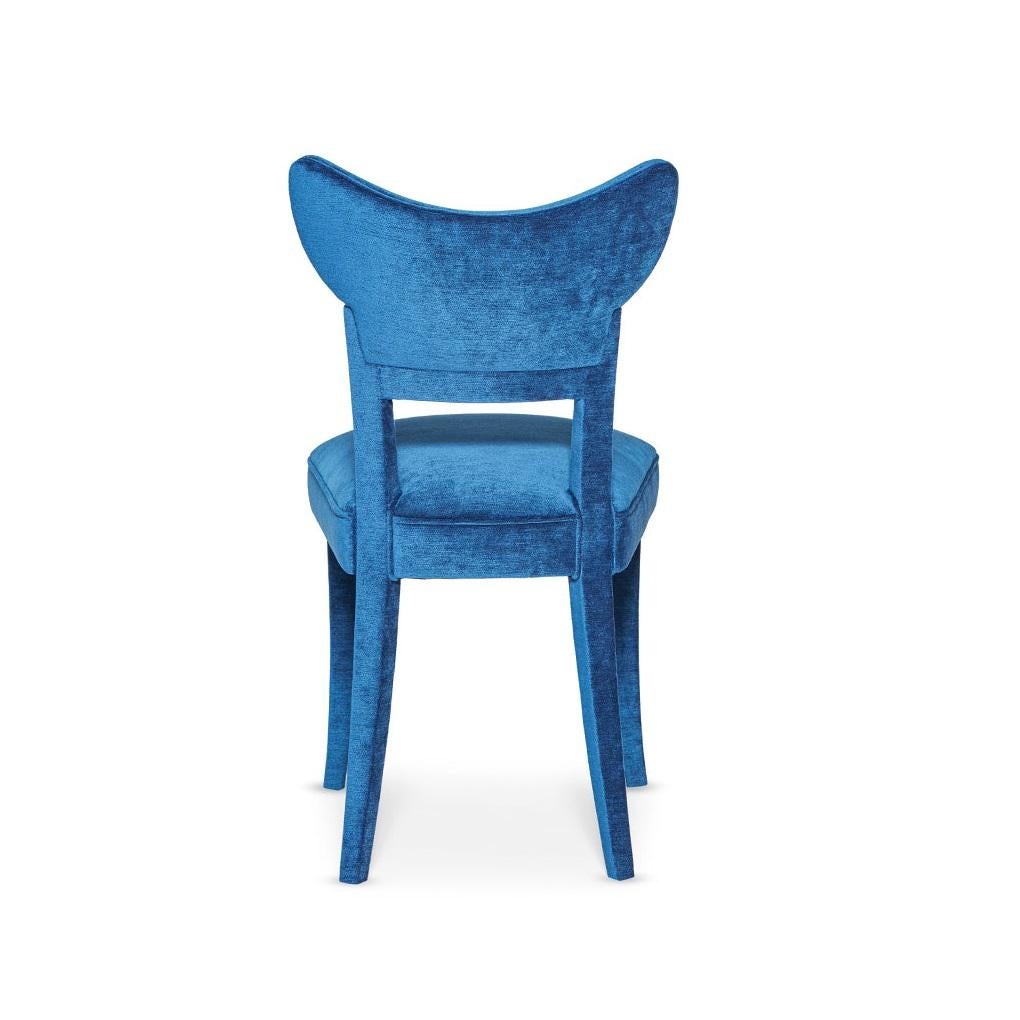 Handcrafted Velvet Dining Chair in Retro Silhouette For Sale 6