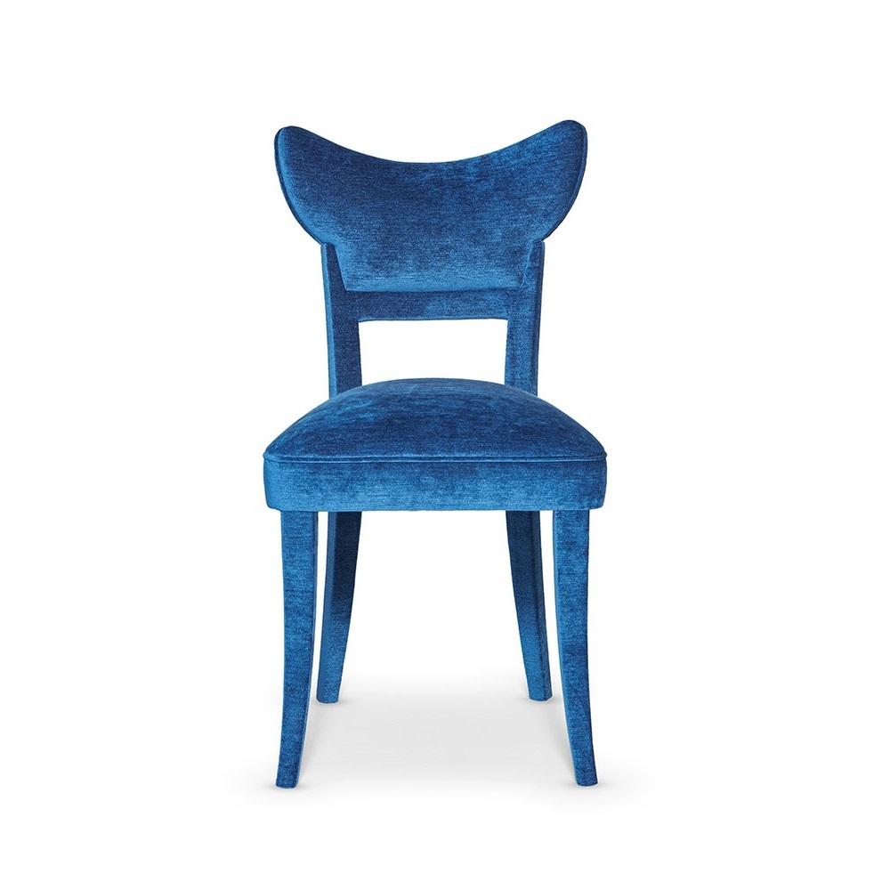 Handcrafted Velvet Dining Chair in Retro Silhouette For Sale 7