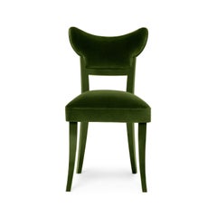 Handcrafted Velvet Dining Chair in Retro Silhouette