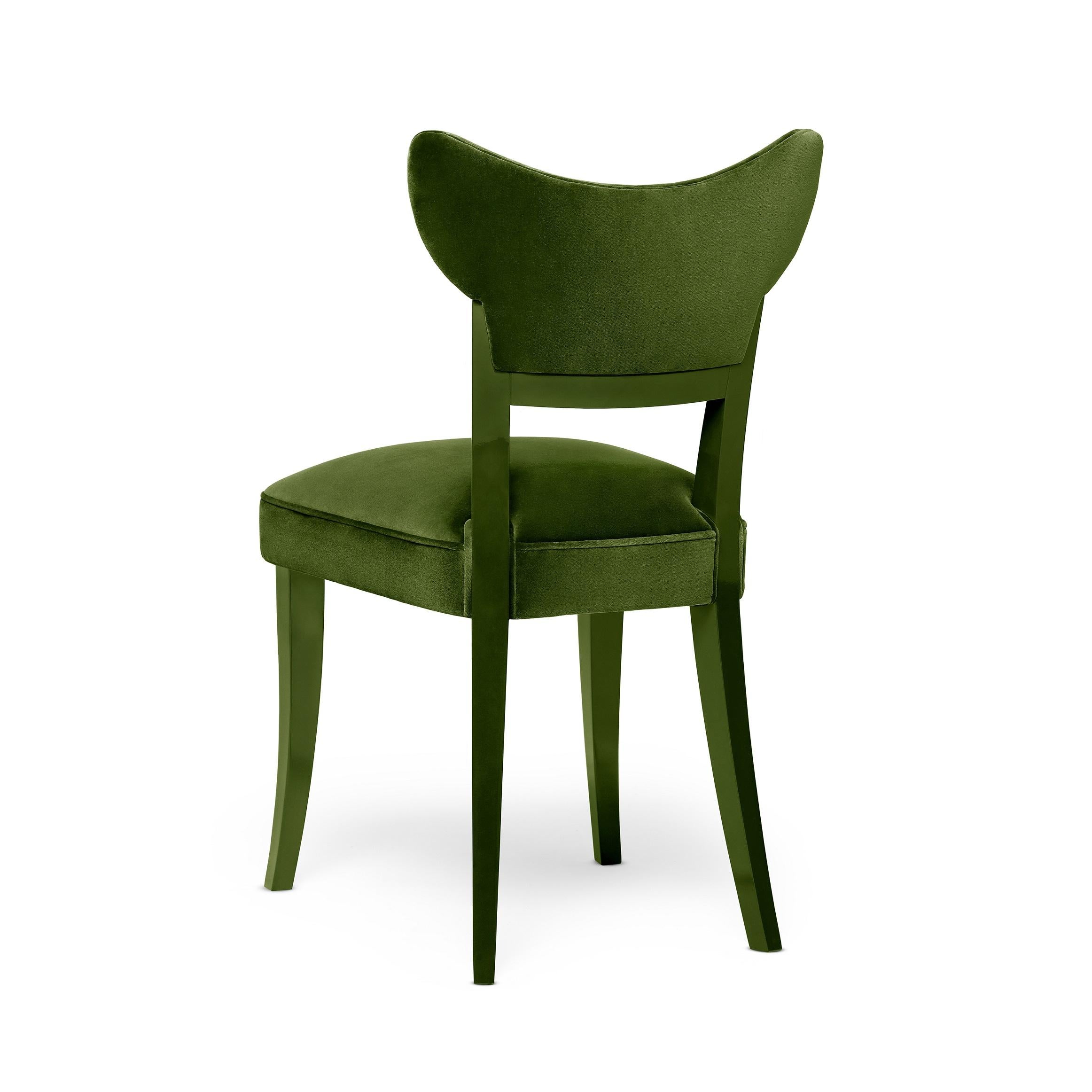 Modern Handcrafted Velvet Dining Chair in Retro Silhouette For Sale