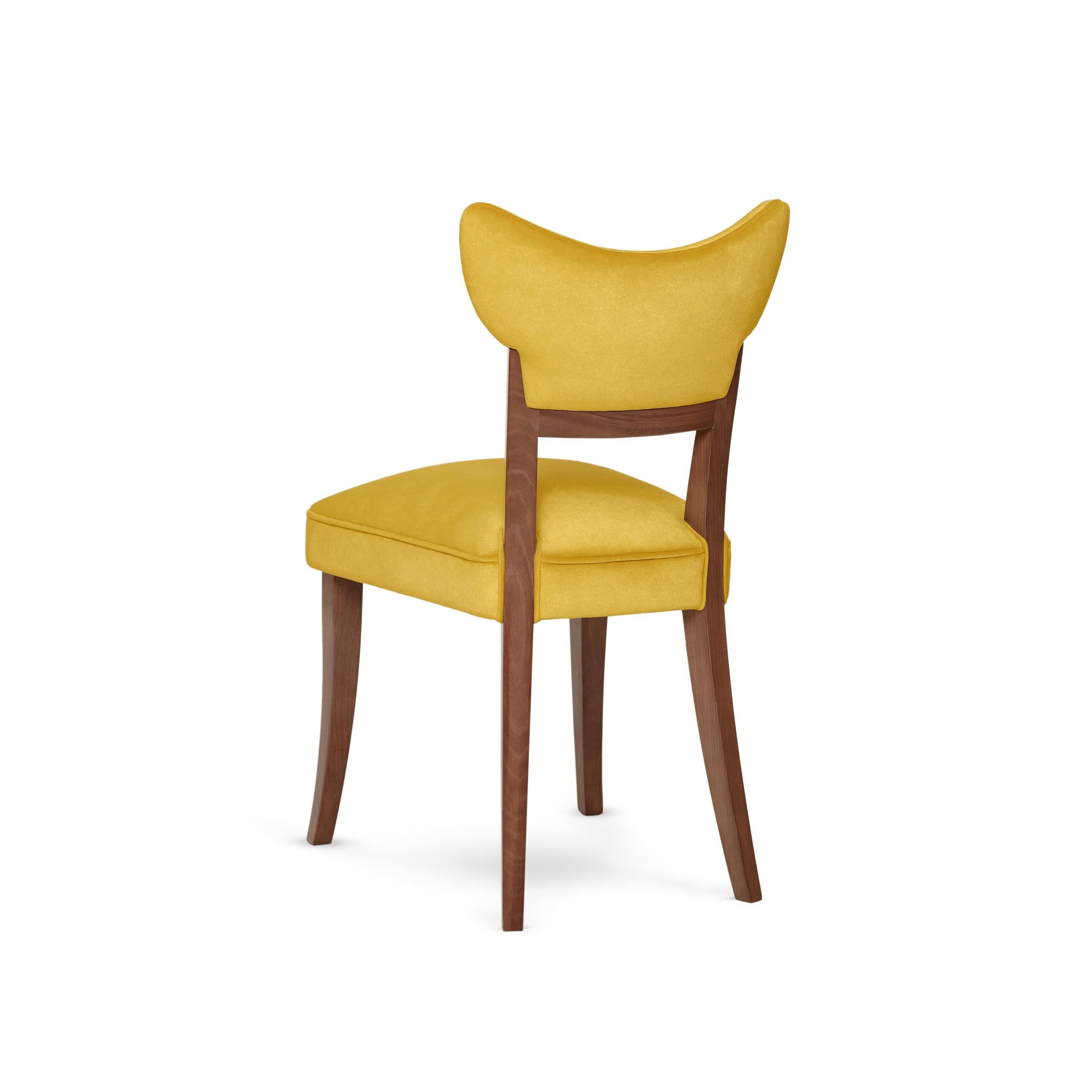 Contemporary Handcrafted Velvet Dining Chair in Retro Silhouette For Sale