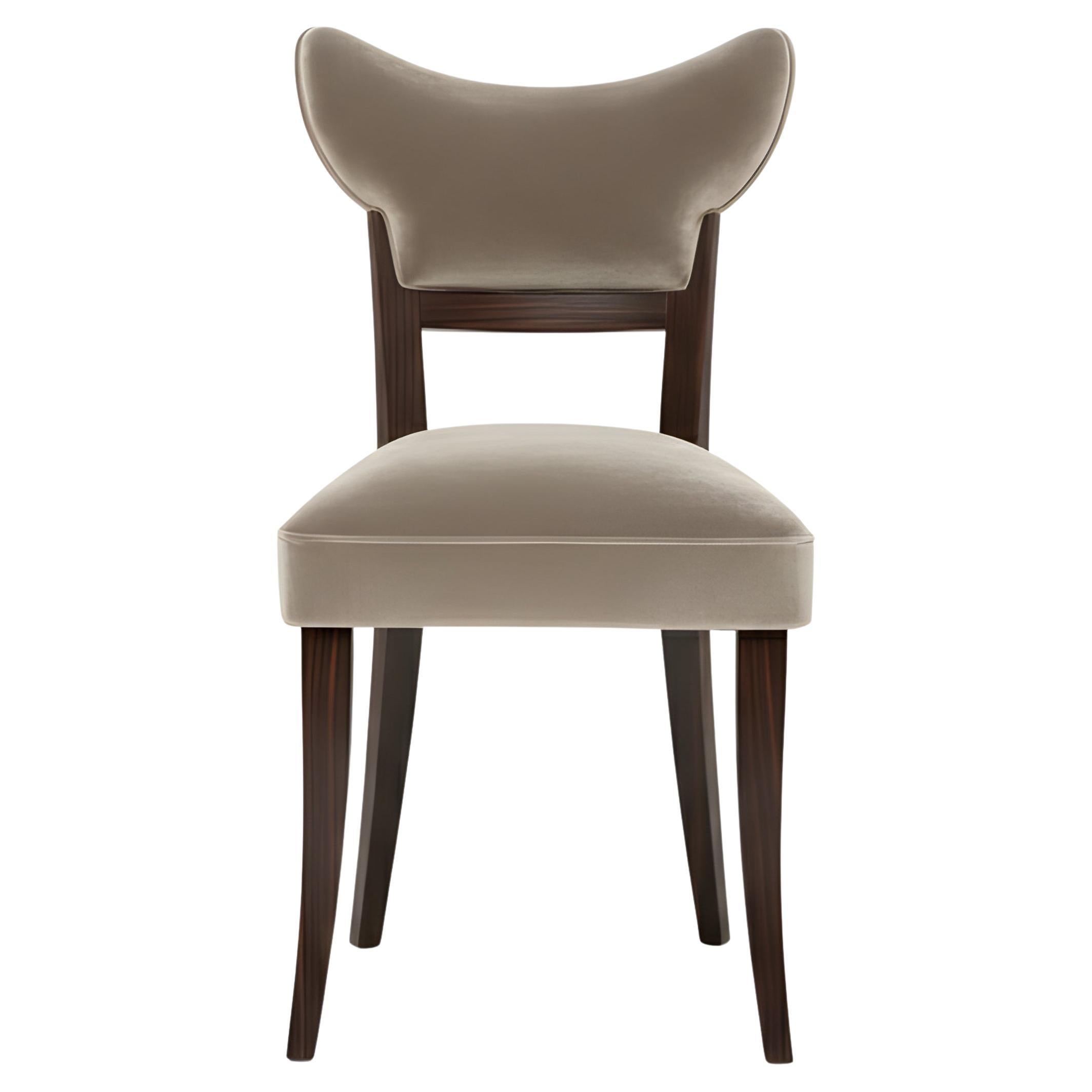 Handcrafted Velvet Dining Chair in Retro Silhouette