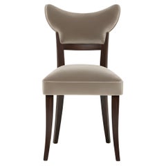 Handcrafted Velvet Dining Chair in Retro Silhouette