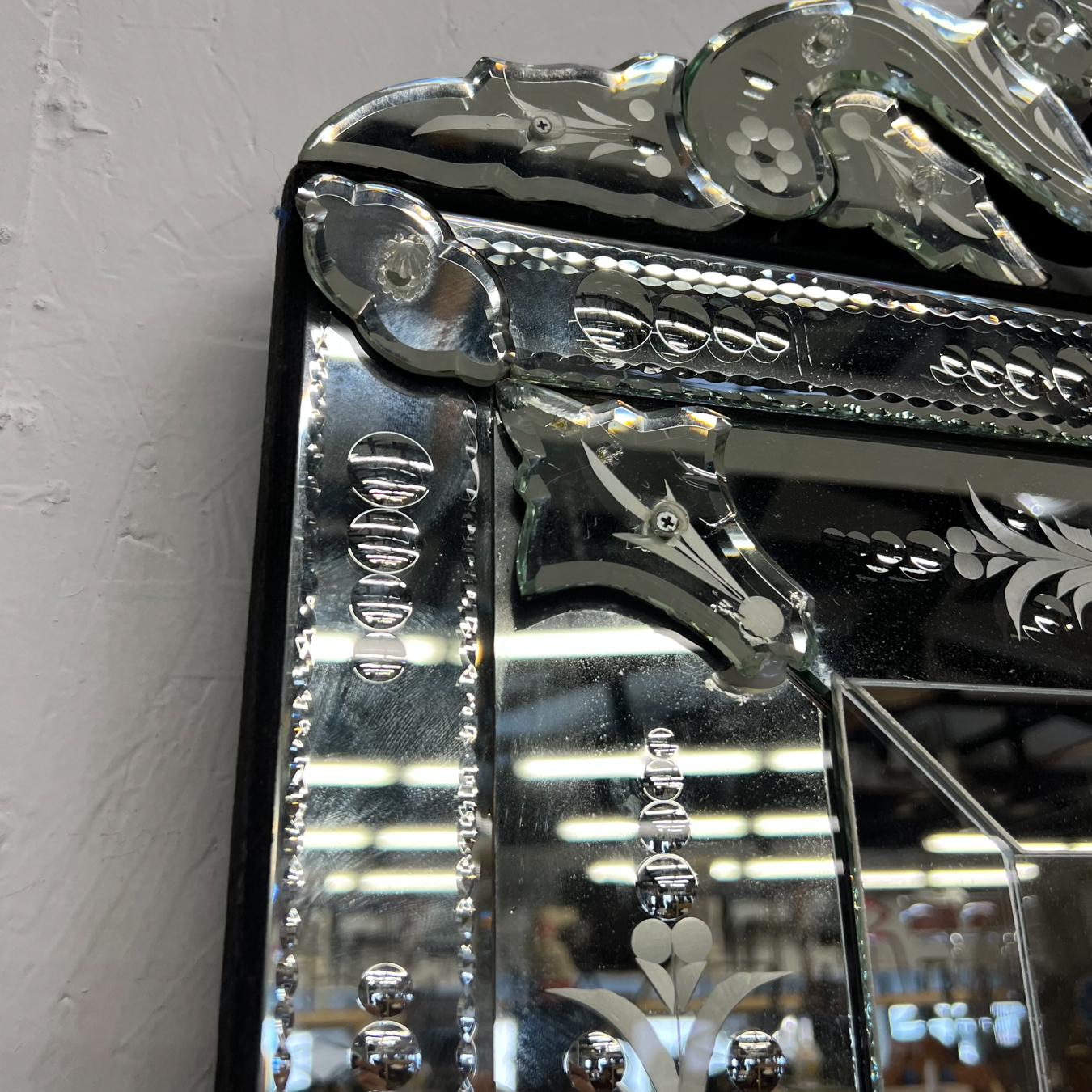 Handcrafted Venetian Full-Length Floor Mirror Extravagant Etched Crystal Glass In Good Condition In Chula Vista, CA