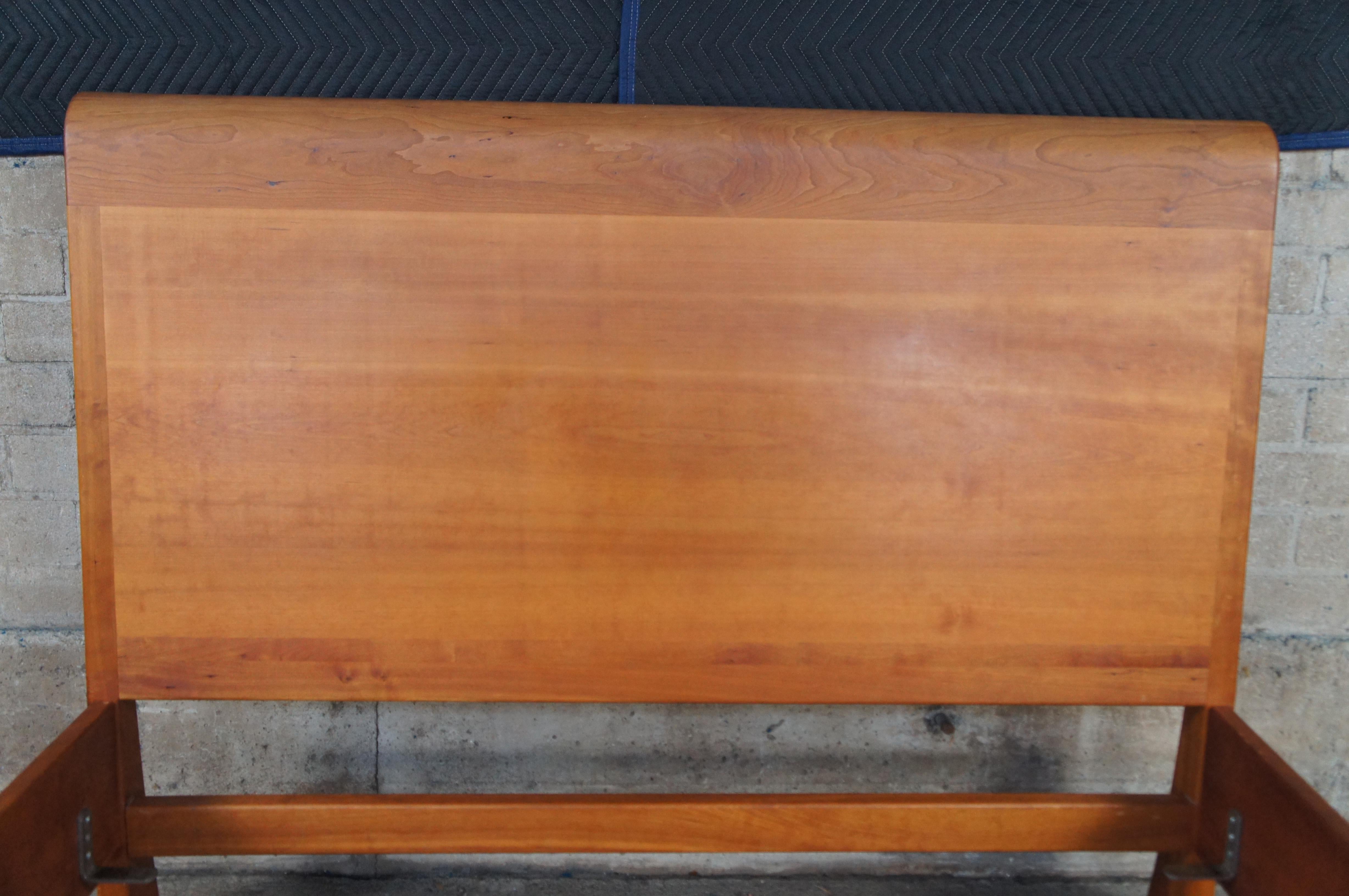 Handcrafted Vermont Cherry Biedermeier Style Queen Size Sleigh Bed Frame In Good Condition In Dayton, OH