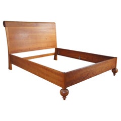 Handcrafted Vermont Cherry Biedermeier Style Queen Size Sleigh Bed Frame
