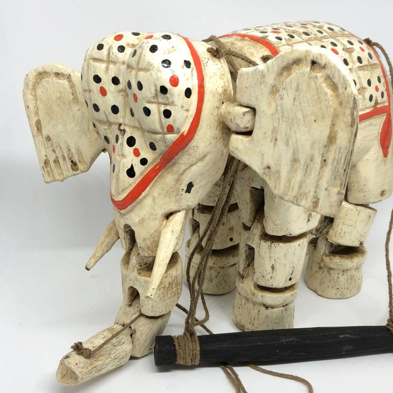 Handcrafted Vintage Marionette Puppet on a String Elephant, India, 1930s  For Sale at 1stDibs