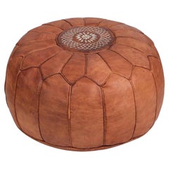 Handcrafted Vintage Moroccan Leather Pouf in Moorish Style