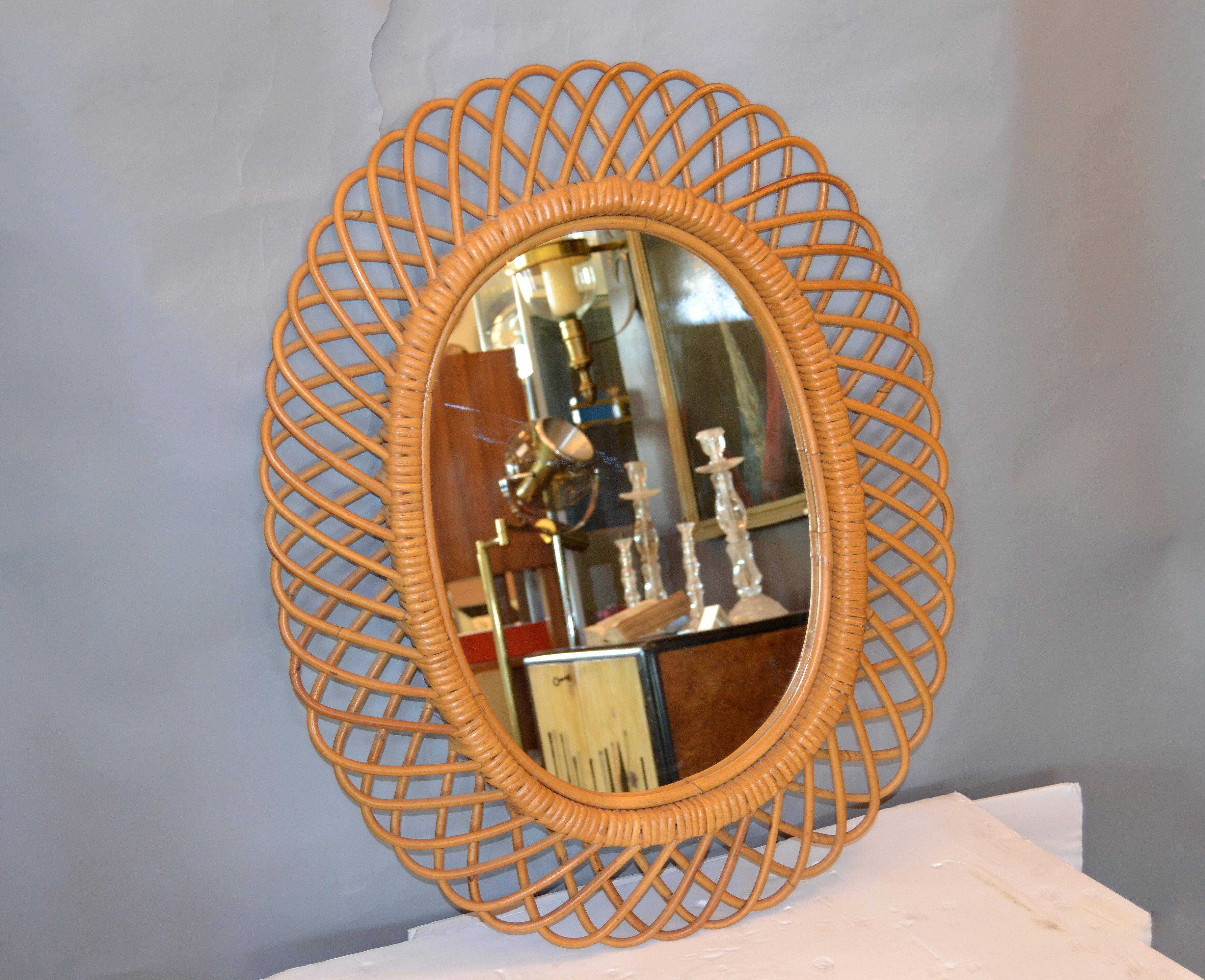 rattan mirror oval