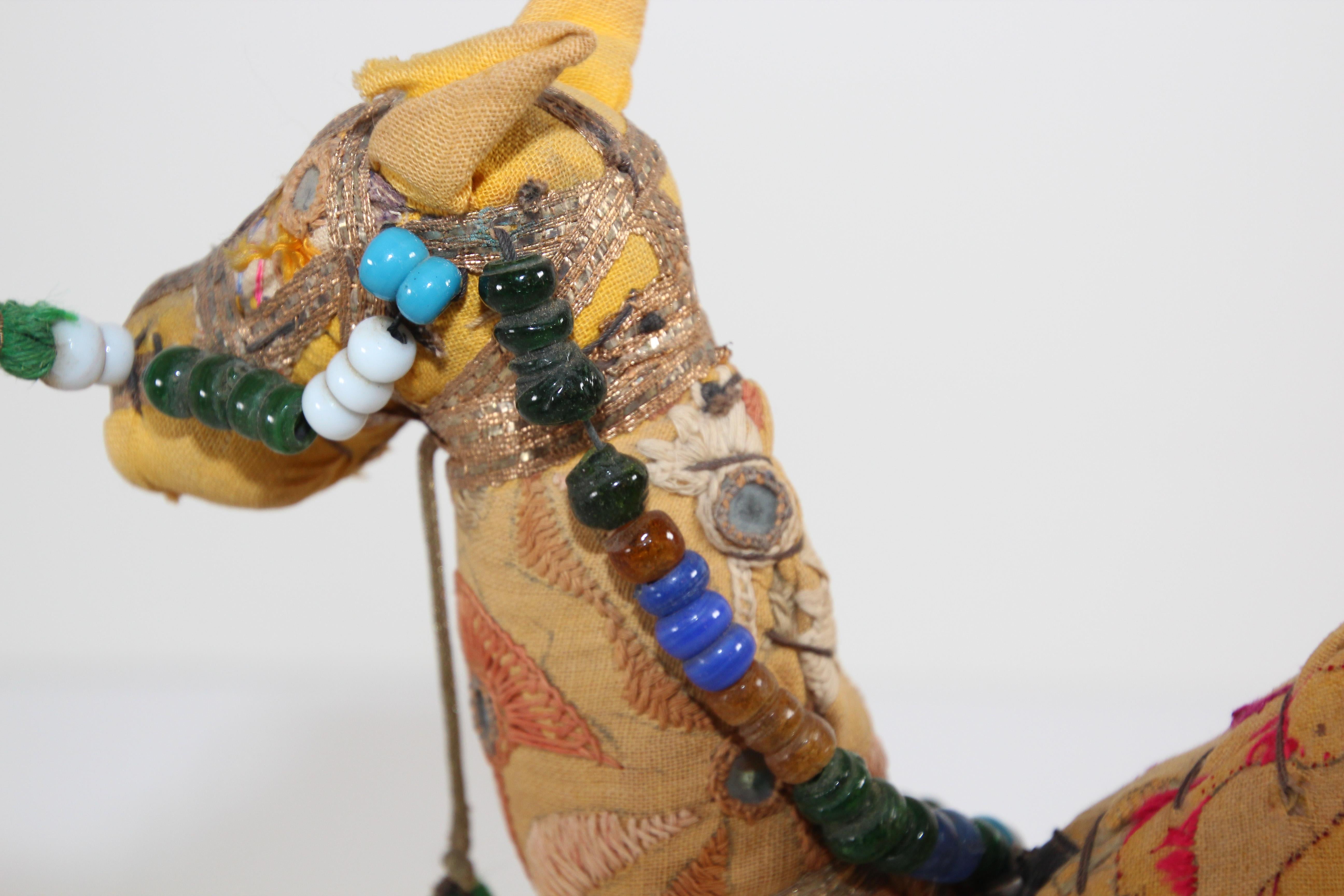 Handcrafted Vintage Stuffed Raj Cotton Embroidered Camel Toy, India, 1950 For Sale 1