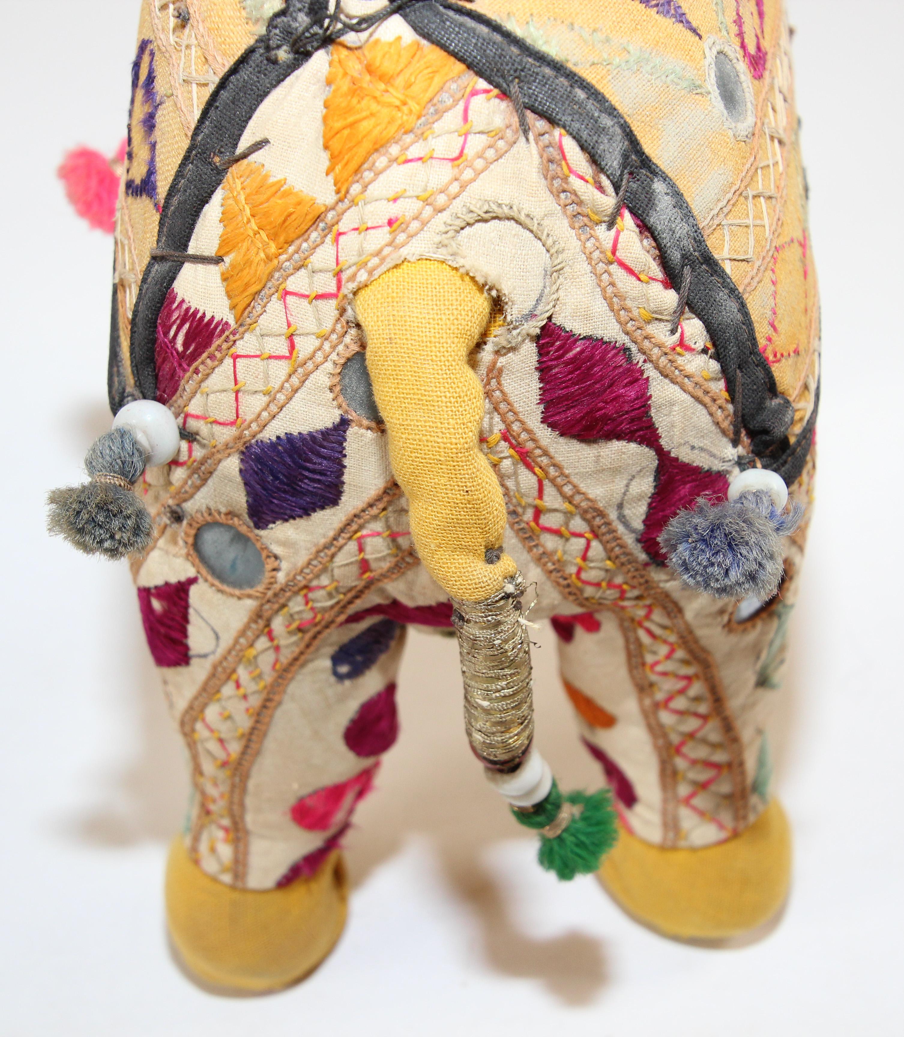 Handcrafted Vintage Stuffed Raj Cotton Embroidered Camel Toy, India, 1950 For Sale 5