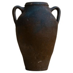 Handcrafted Vintage Turkish Clay Jar,  Rustic Pottery Vase