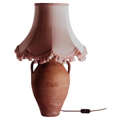Handcrafted Vintage Turkish Terracotta Twin Handle Table Lamp, 20th Century
