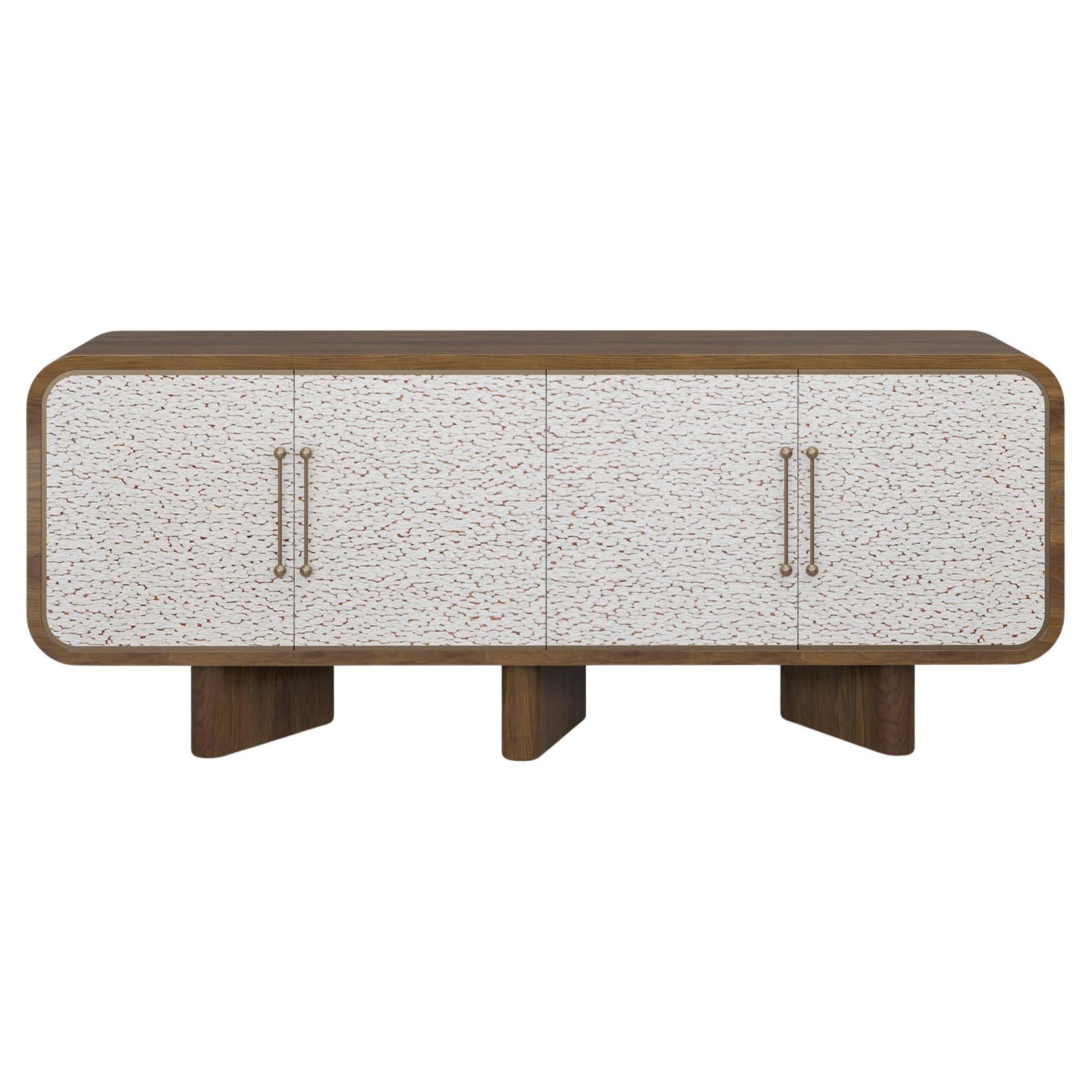 Organic Modern Handcrafted Viti Sideboard in Walnut with Textured Veneer by Nolita Harbour For Sale