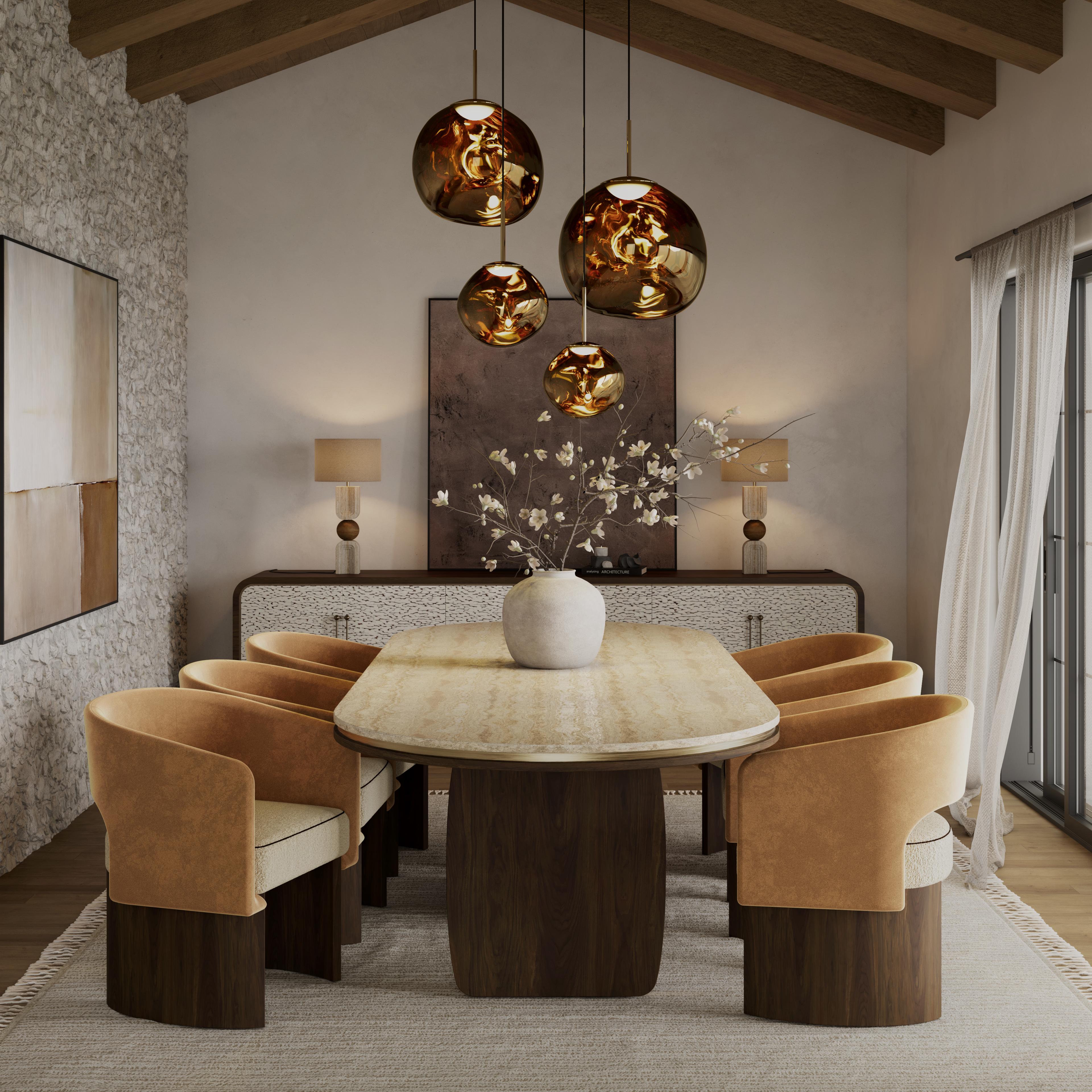 Portugais Buffet Viti en noyer avec placage texturé, fabriqué à la main par Nolita Harbour en vente