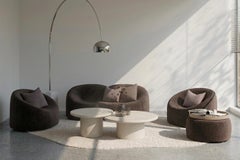 Customizable Handmade Plaster Textured Coffee Table set, Organic Round, S1&3