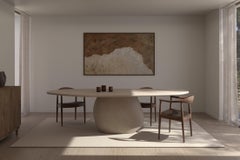 Hecho a mano con yeso - Mesa de comedor con textura - Ovalada orgánica con forma de roca 260