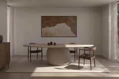 Handcrafted w/ Plaster - Textured Dining Table - Organic Oval w/ Rock Shape 300