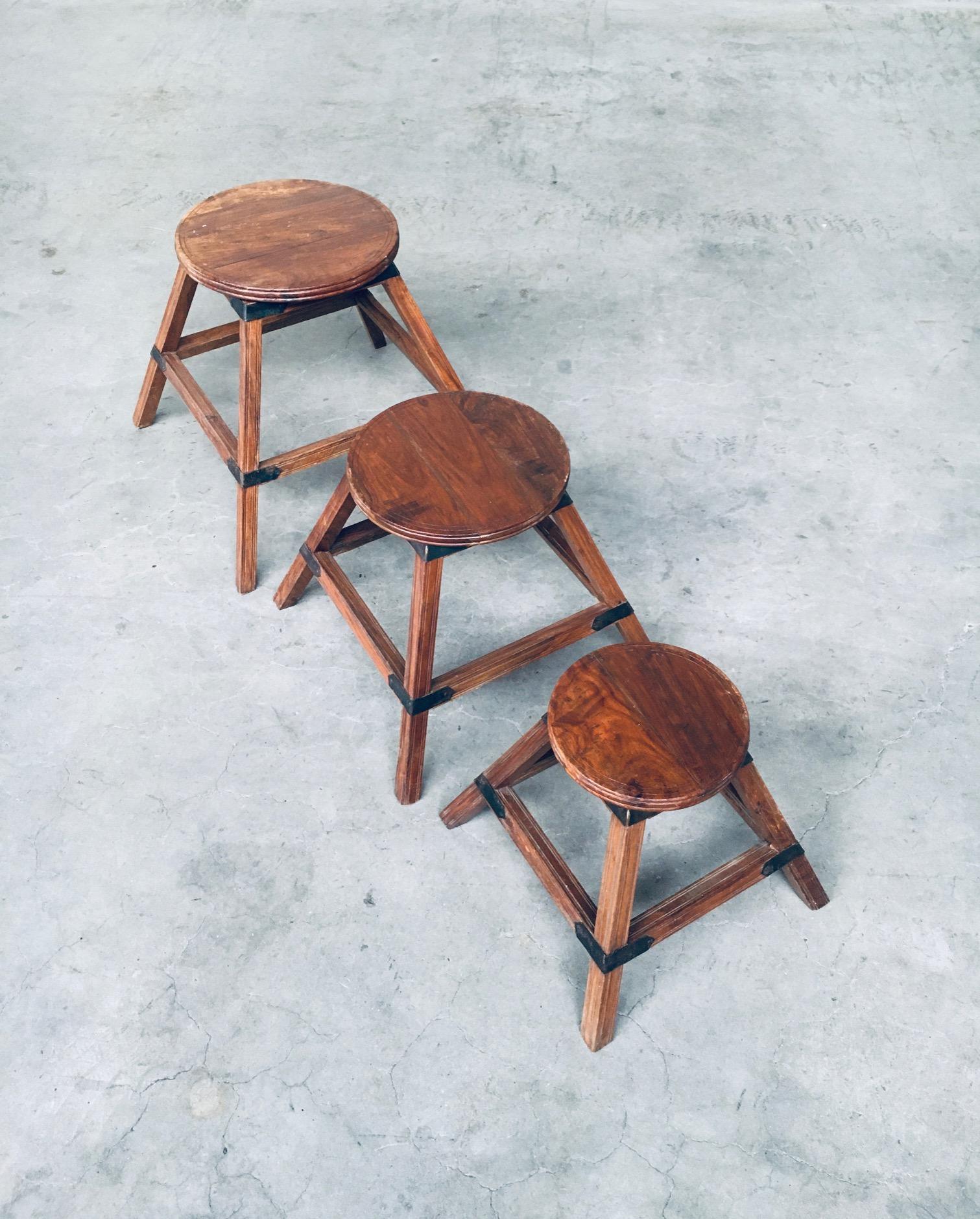Handcrafted Wabi Sabi Style Nesting Table Set, France, 1950's For Sale 6