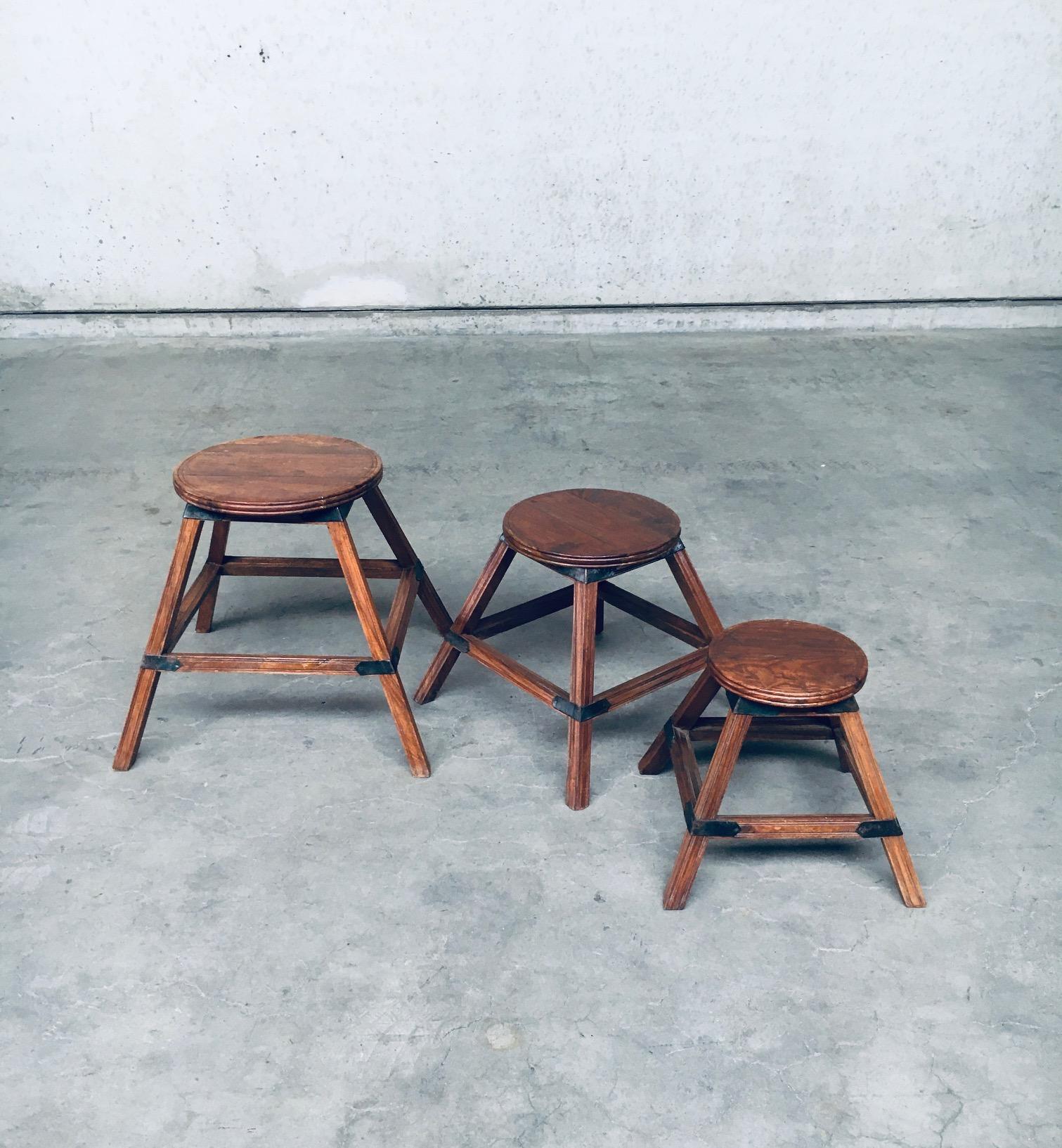 Handcrafted Wabi Sabi Style Nesting Table Set, France, 1950's For Sale 7