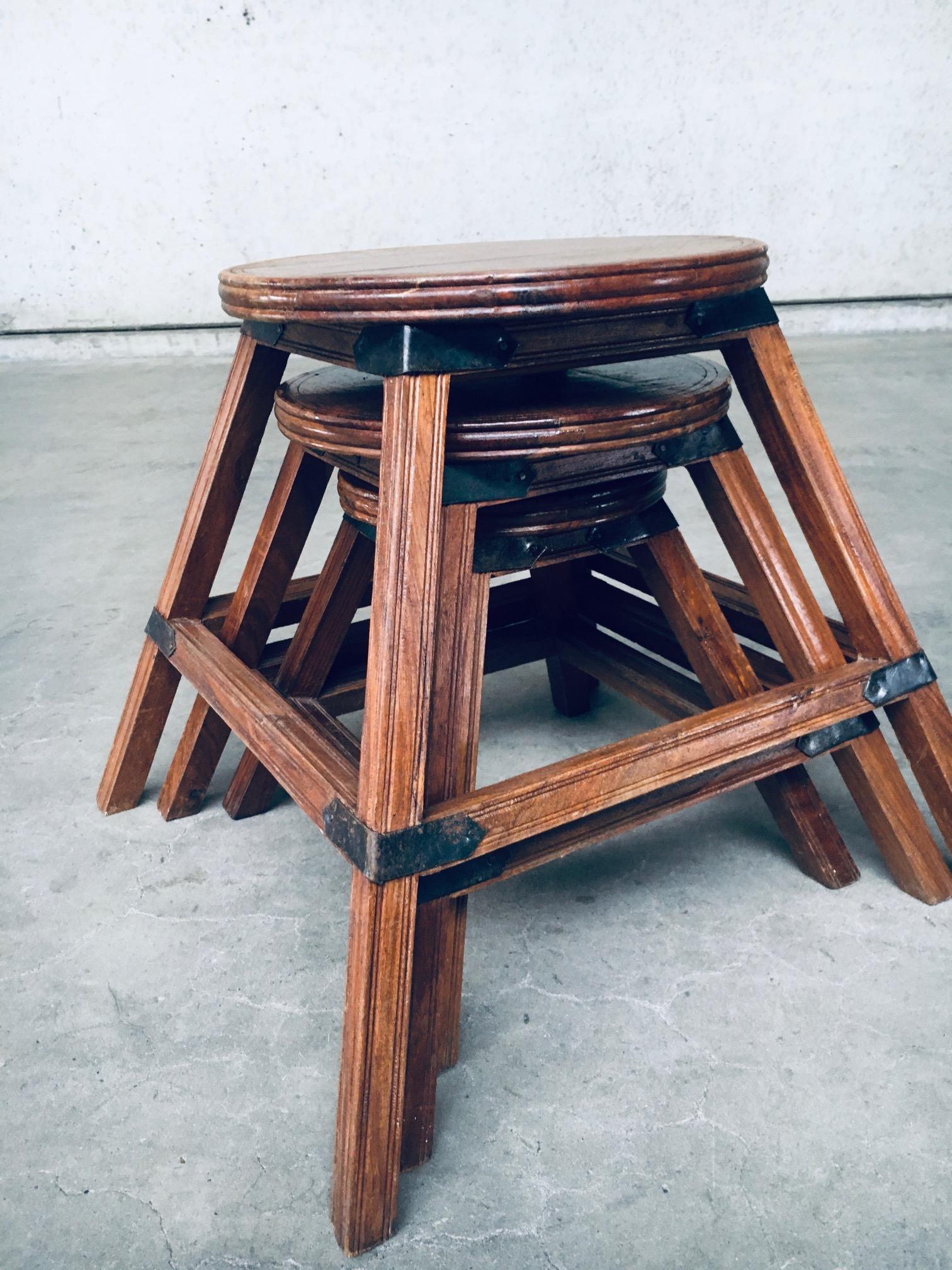 Handcrafted Wabi Sabi Style Nesting Table Set, France, 1950's For Sale 8