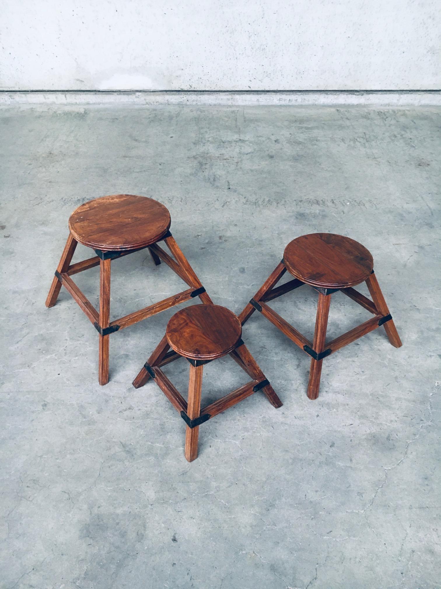 Handcrafted Wabi Sabi Style Nesting Table Set, France, 1950's For Sale 2