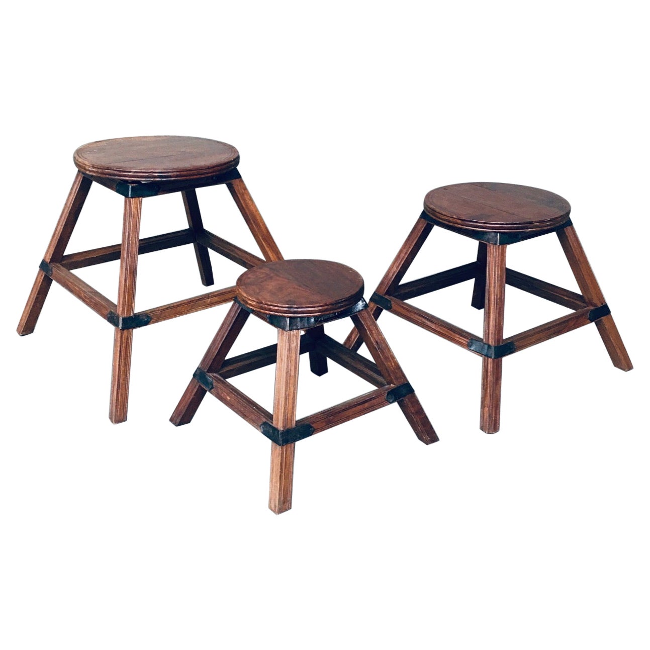 Handcrafted Wabi Sabi Style Nesting Table Set, France, 1950's