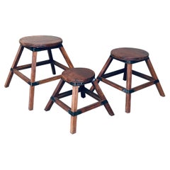 Handcrafted Wabi Sabi Style Nesting Table Set, France, 1950's