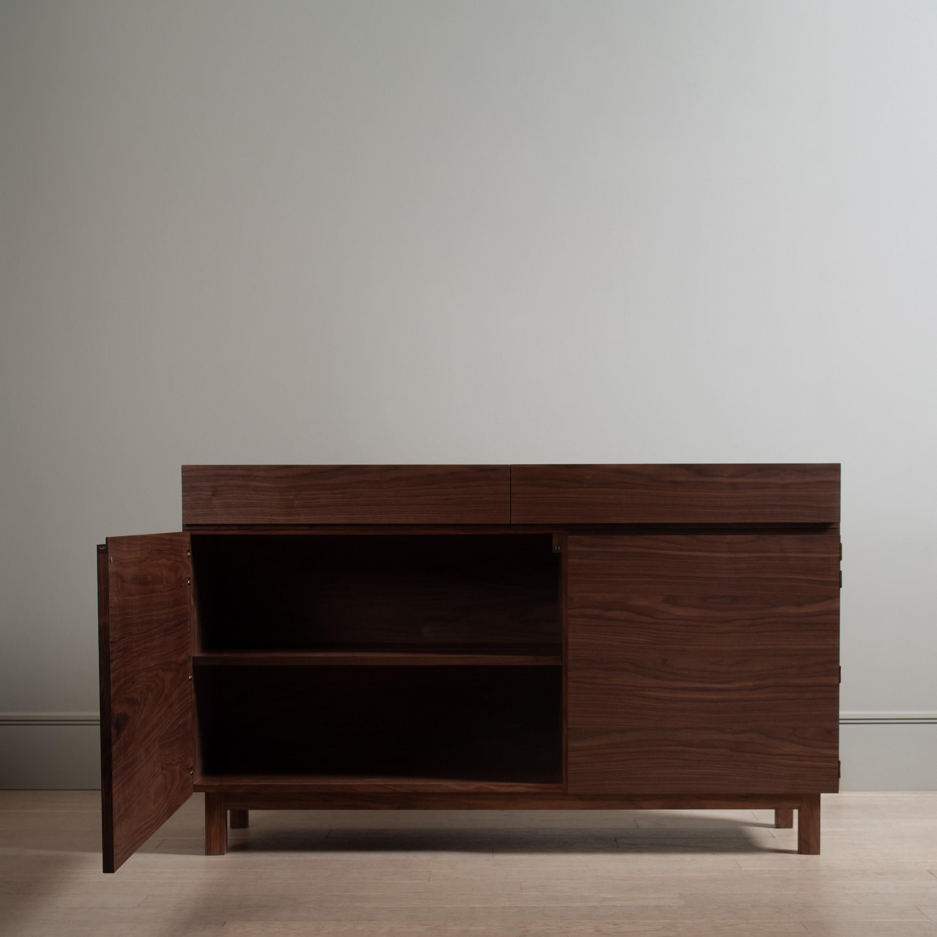 English Handcrafted Walnut AMC Credenza Sideboard For Sale