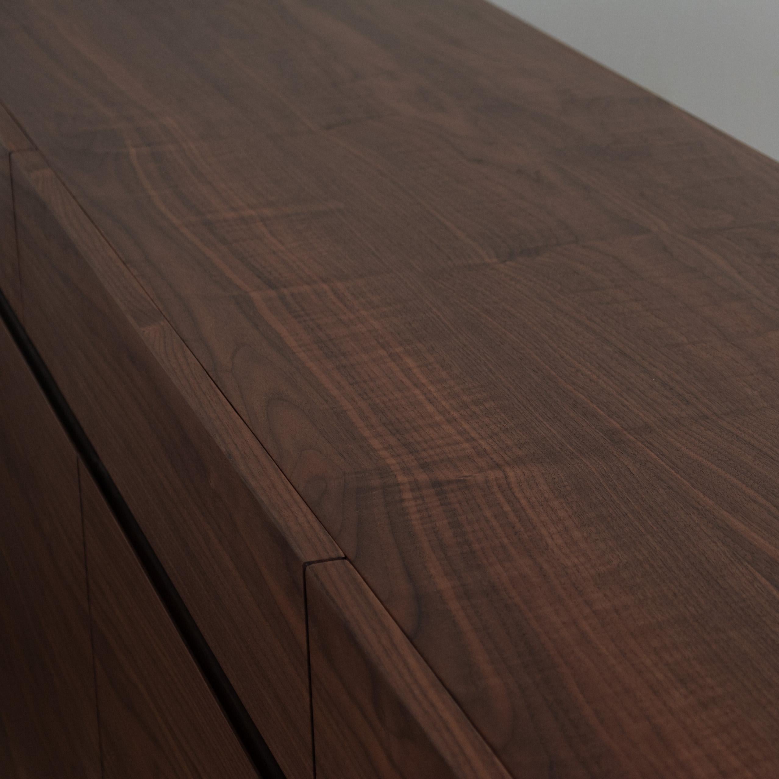 Oak Handcrafted Walnut AMC Credenza Sideboard For Sale