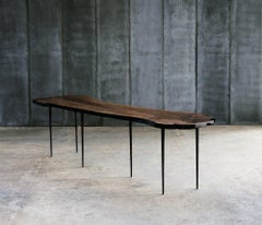 Handcrafted Walnut and Metal Console Table, Antwerp, Belgium